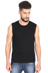 Black Sleeveless Plain T-Shirt